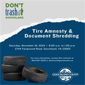 Tire Amnesty and Document Shredding Event - November 16 2024