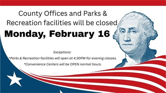 red, white, and blue, swoop on bottom with blue drawing of george washington 