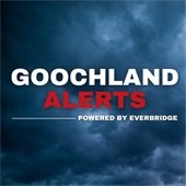 gray storm cloud background with text overlay 'Goochland Alerts - Powered by Everbridge'