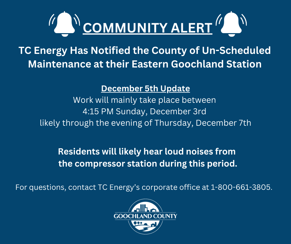 TC Energy Conducting Maintenance Activity at Their Compressor Station in Eastern Goochland - 12-5-23