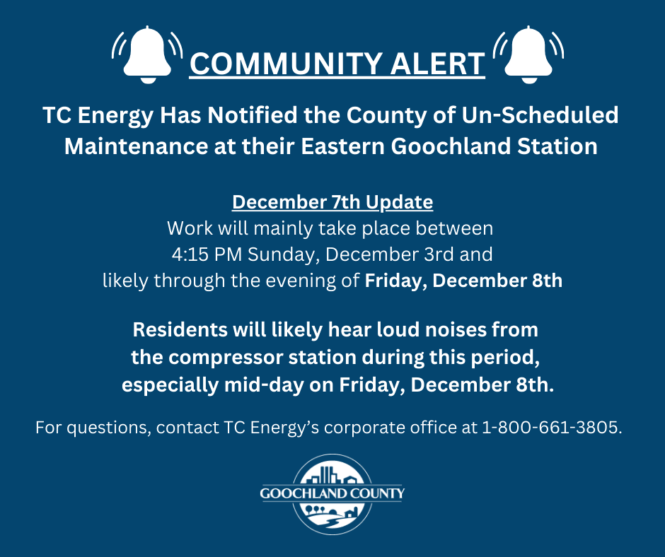 TC Energy Conducting Maintenance Activity at Their Compressor Station in Eastern Goochland - 12-7-23