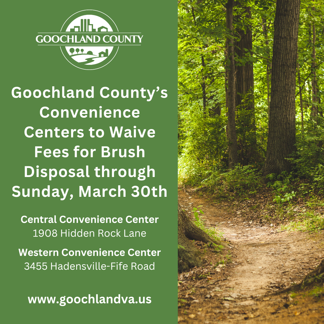 Convenience Centers to Waive Brush Disposal through March 30th