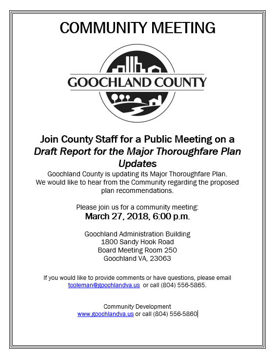Major Thoroughfare Plan Update - Community Meeting March 27 2018