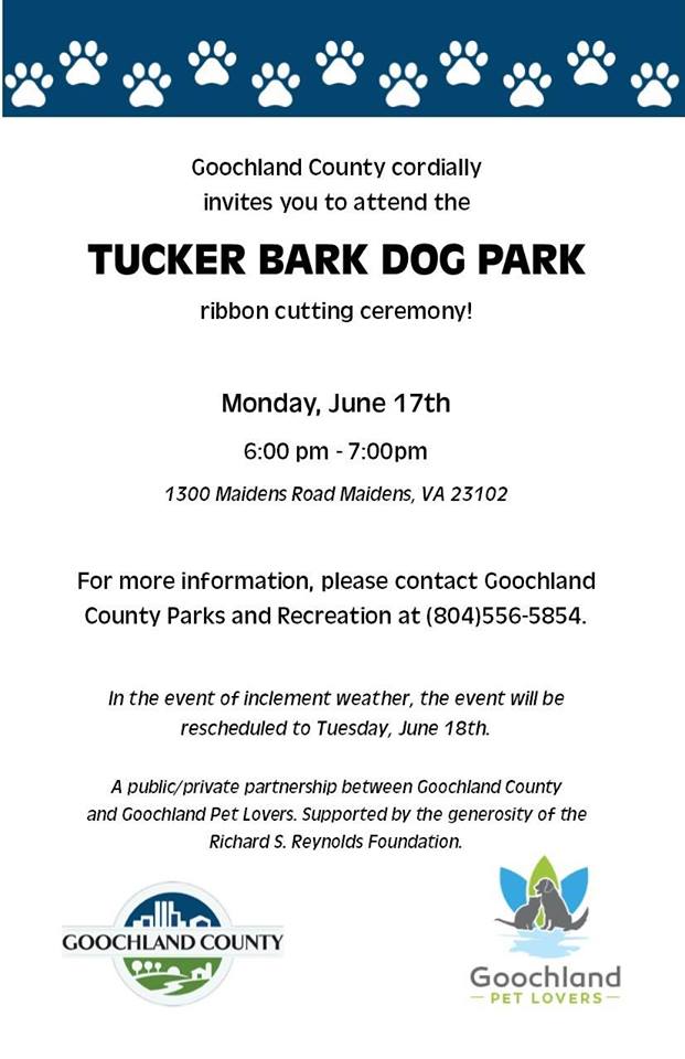 Tucker Bark Dog Park Ribbon Cutting - June 17th