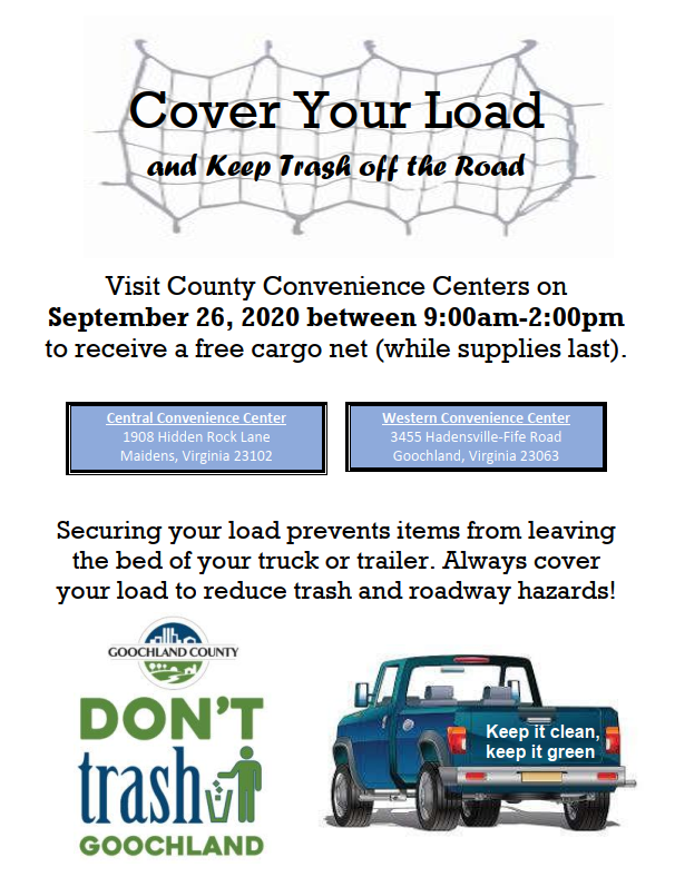 Goochland County -  Cover Your Load Cargo Net Giveaway - September 26 2020