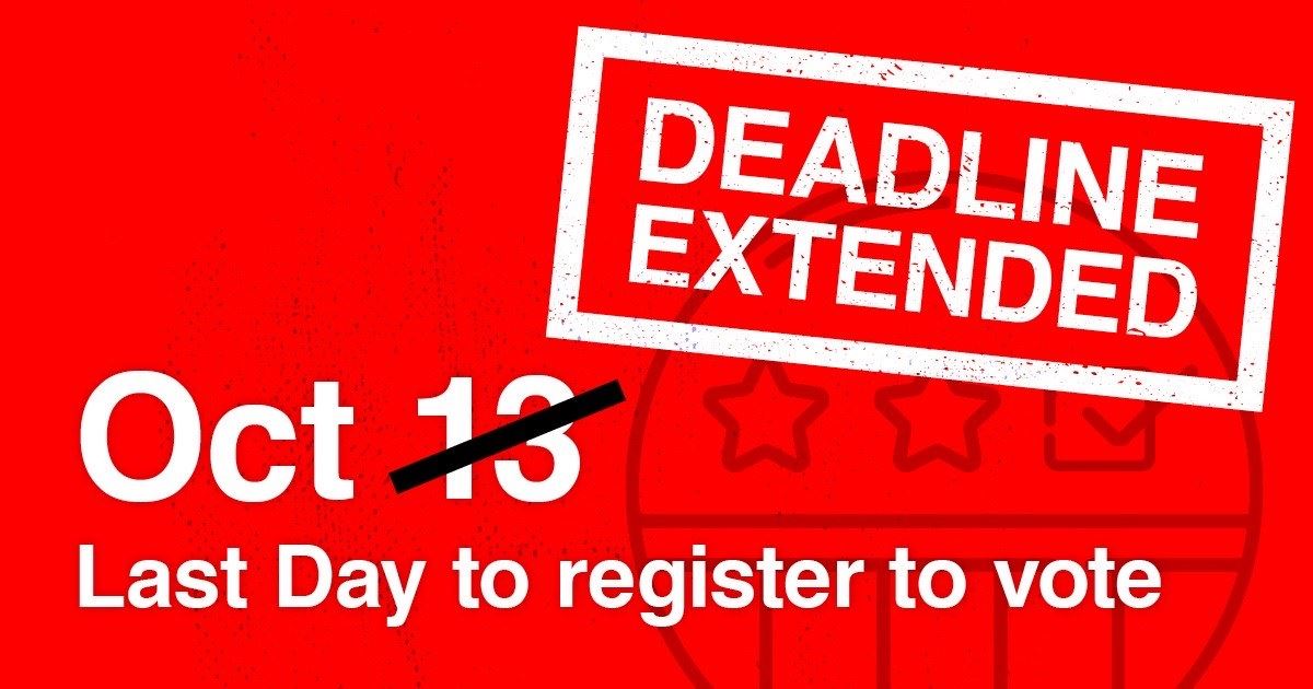 Virginia Department of Elections - Deadline to Register Extended - October 14 2020