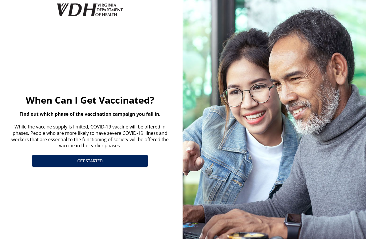 VDH - When Can I Get Vaccinated - Online Tool