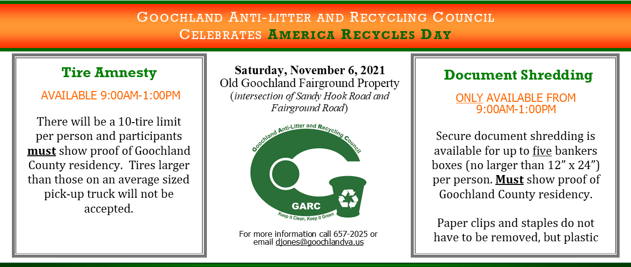 Goochland Celebrates America Recycles Day - November 6 2021