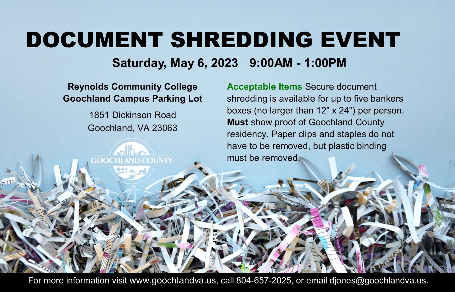 Goochland Document Shredding - May 6 2023