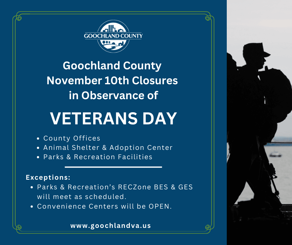 Veterans Day - County Closures Nov 10 2023