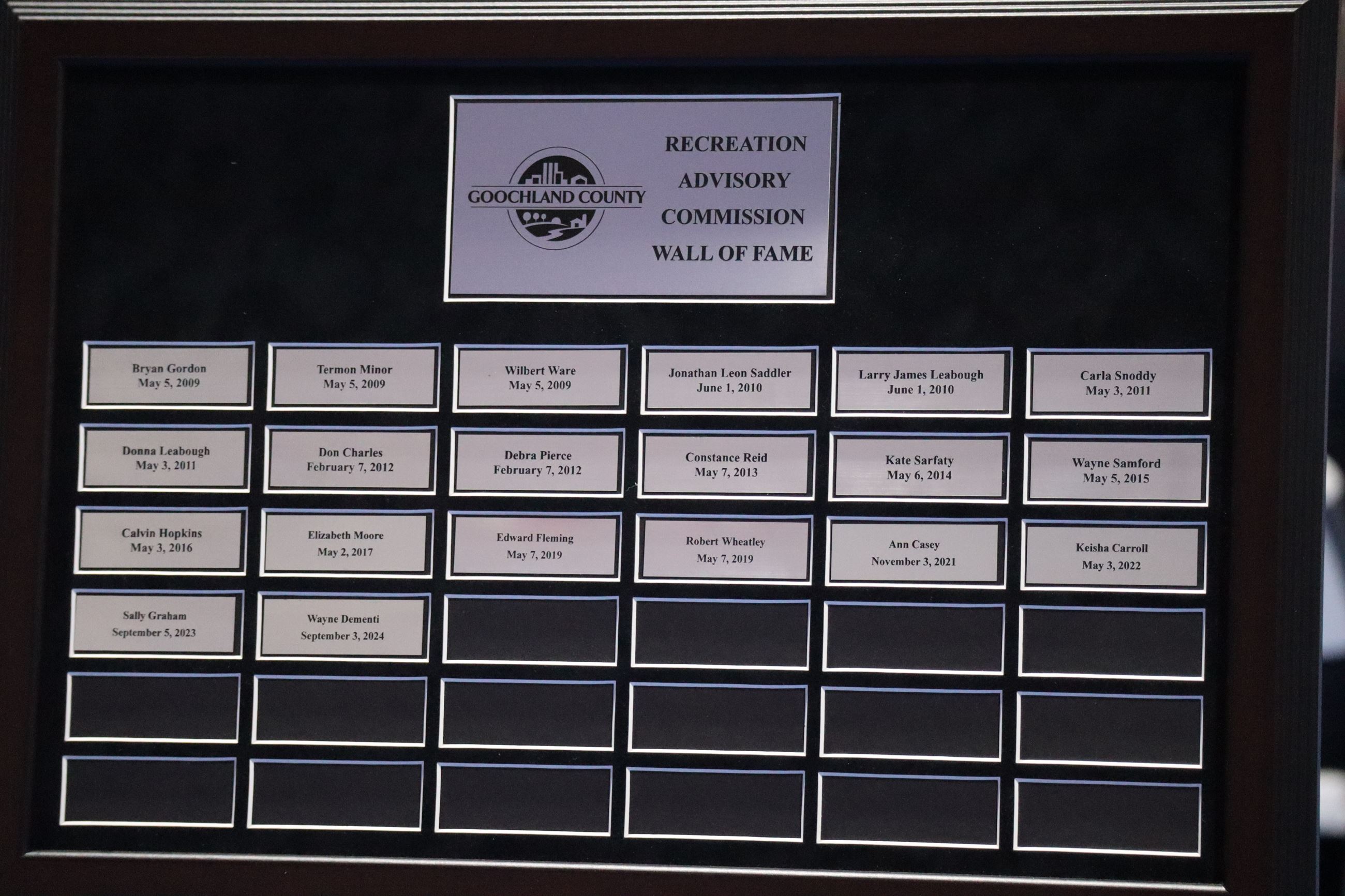 Wall of Fame Plaque 2024