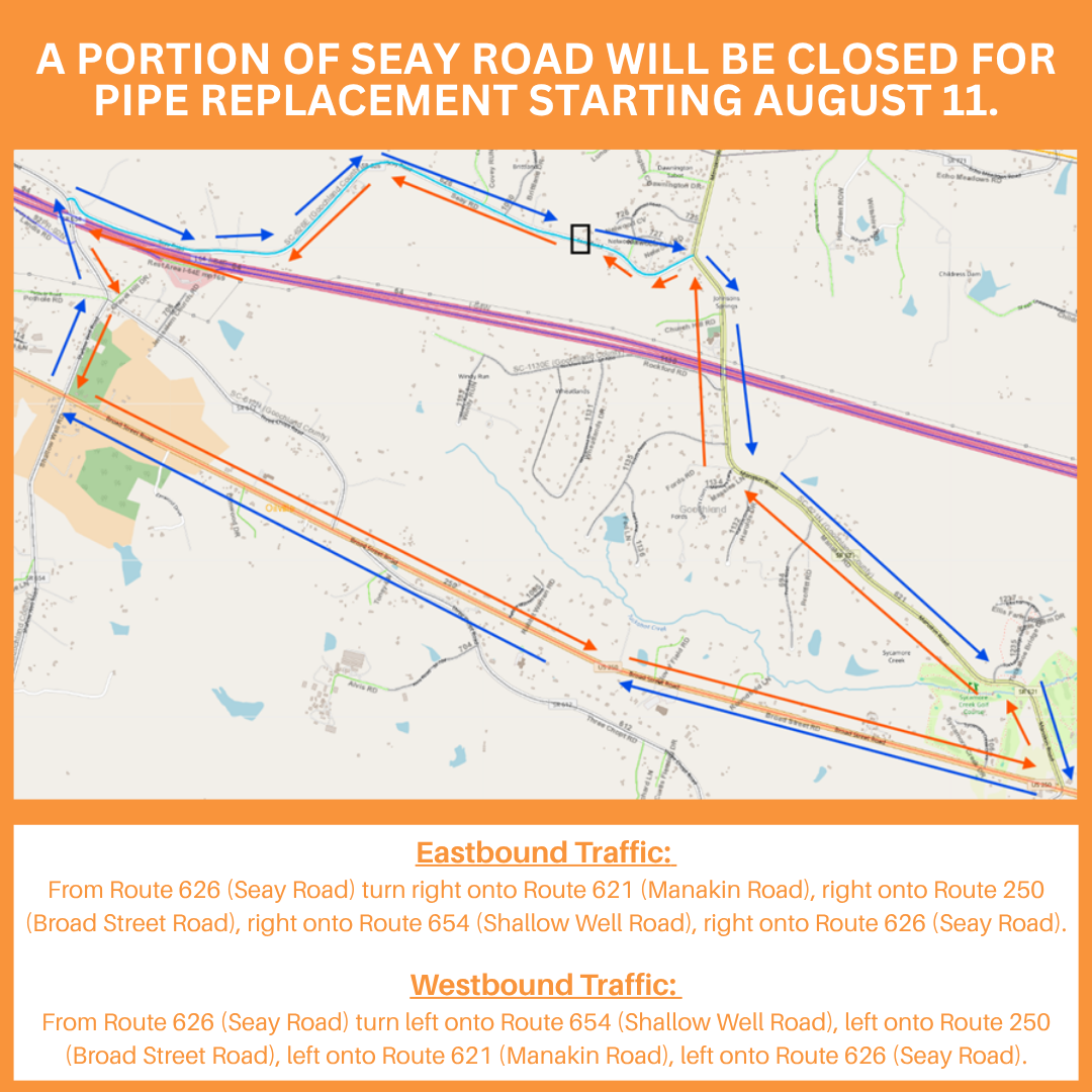 Seay Road Detour Map
