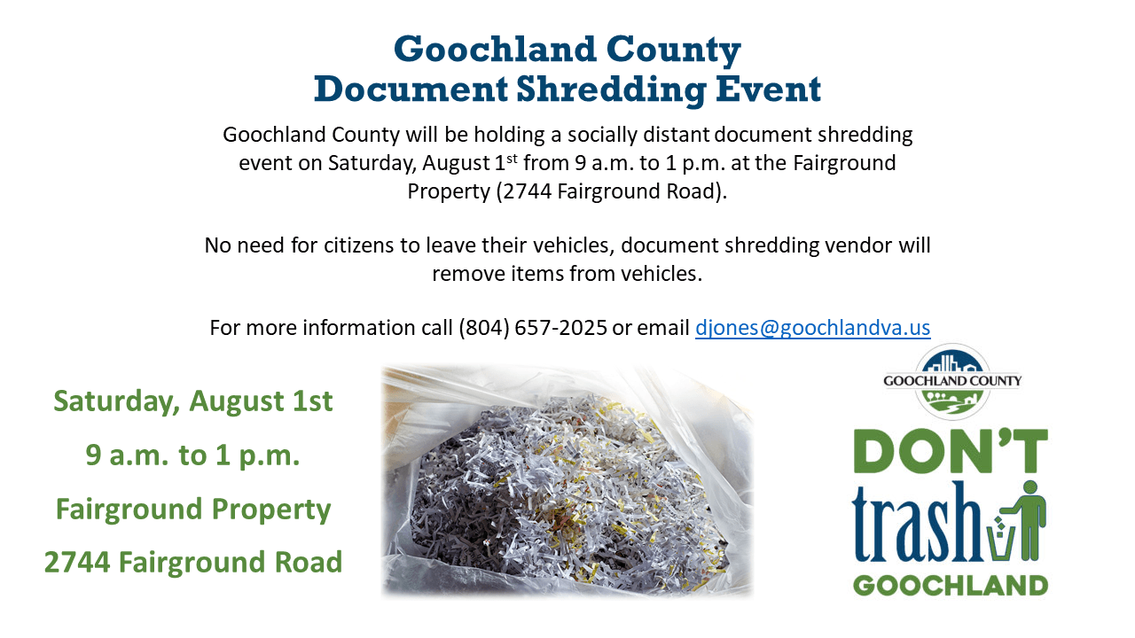 Goochland Document Shredding Event - August 1 2020