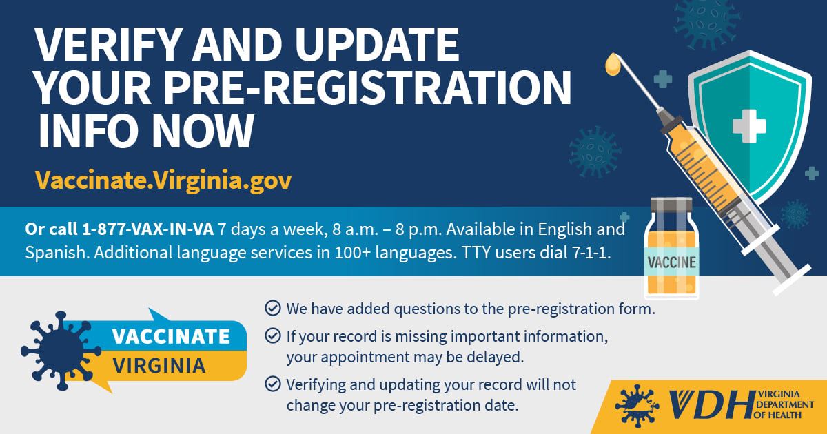 Vaccinate Virginia - Verify and Update Information - English
