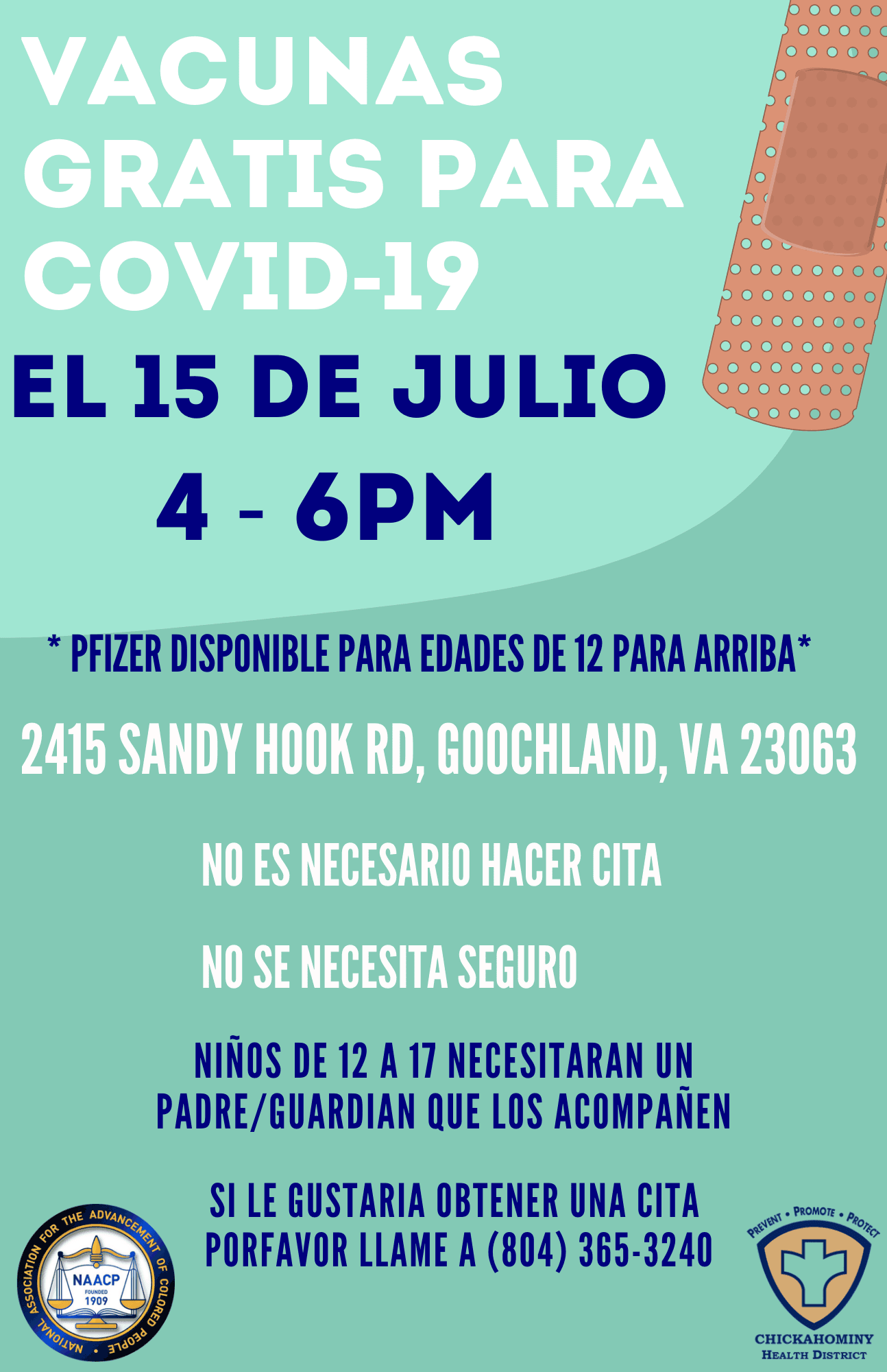 Goochland Rec Center - COVID19 Pfizer Spanish - 7-15-2021