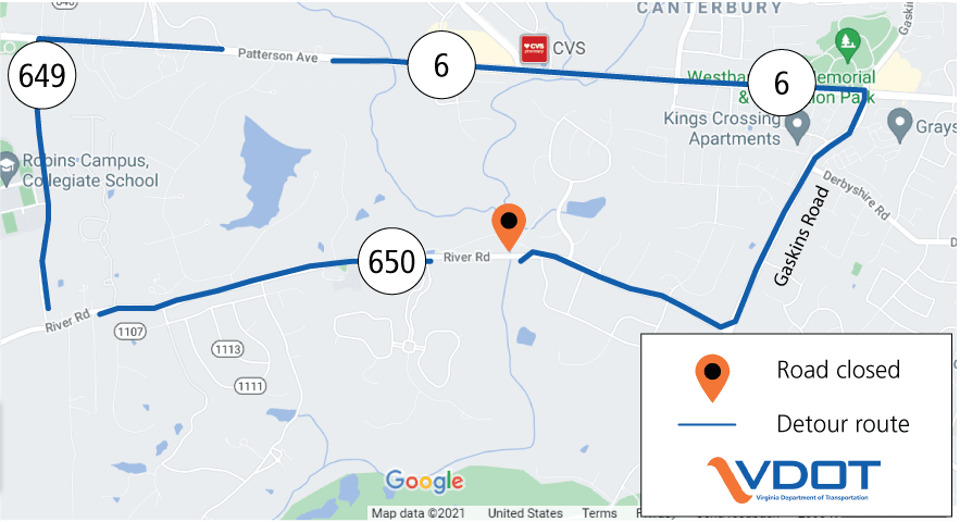 Section of River Road (Route 650) Closed - Utility Repairs