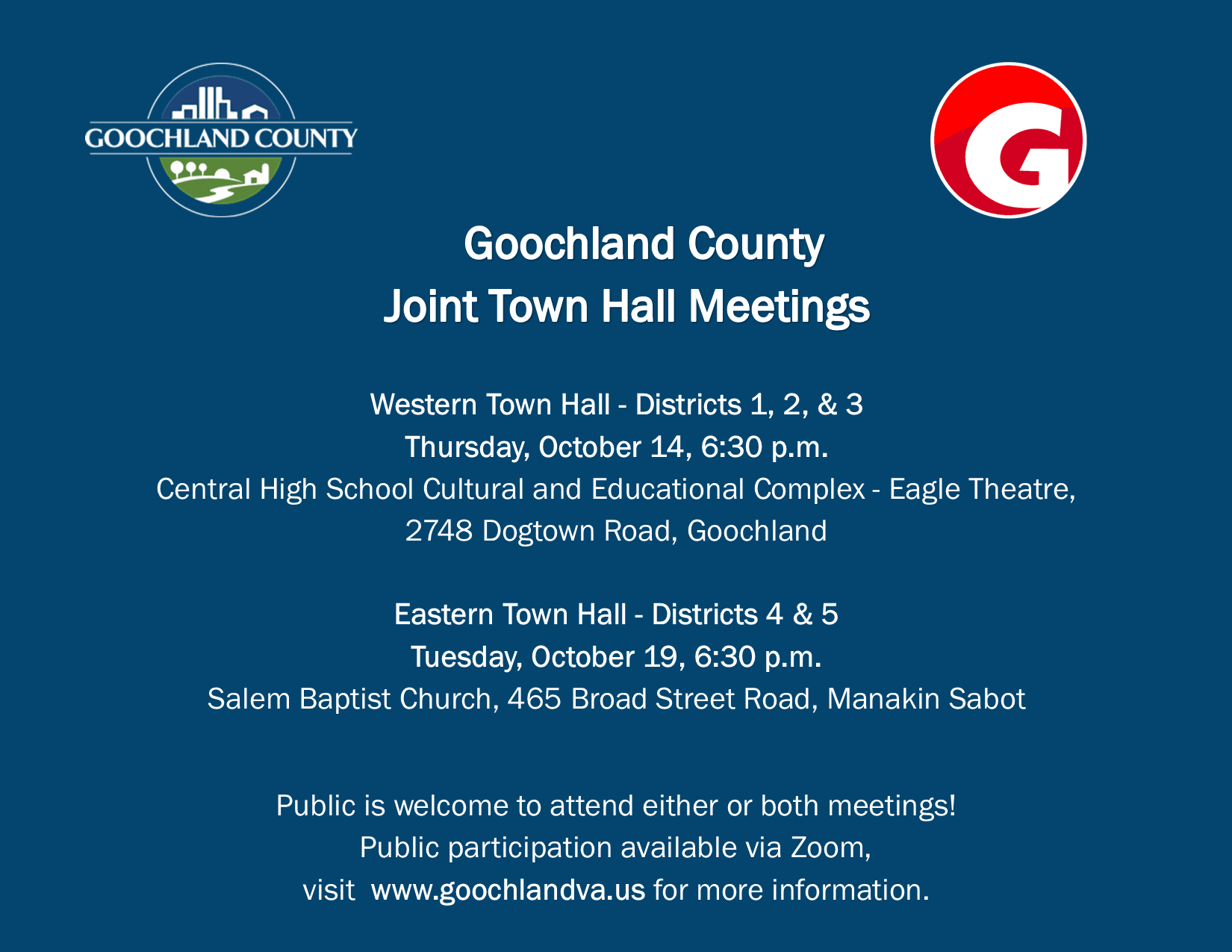 Goochland - October 2021 Town Hall Meetings