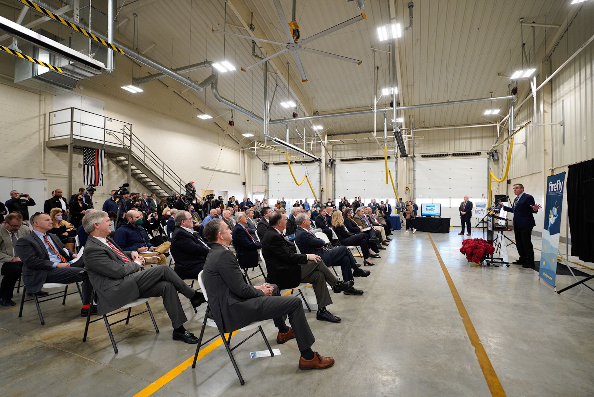 Crowd inside Fire Station 6  - photo credit Governor Northam Office