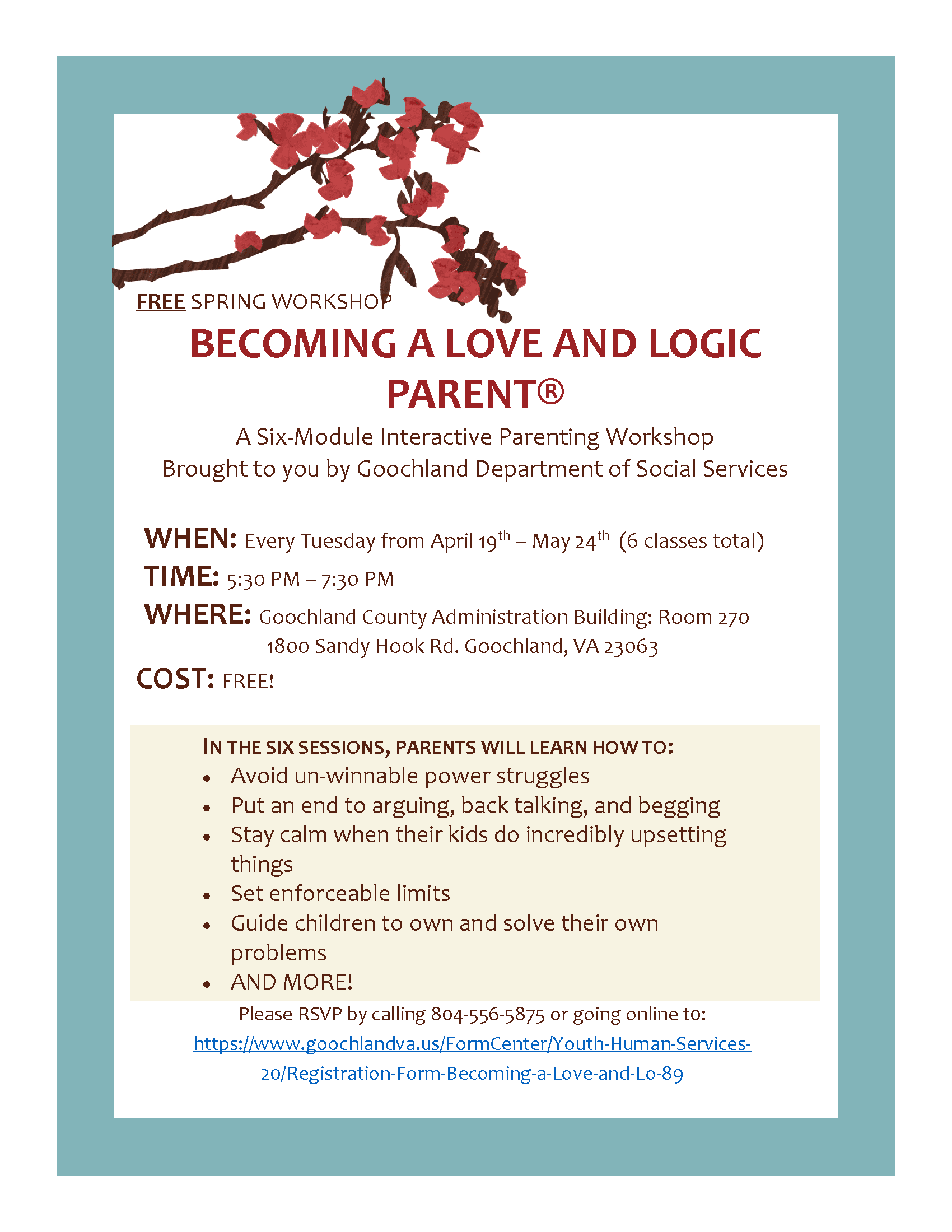 Love and Logic Flyer - Spring 2022