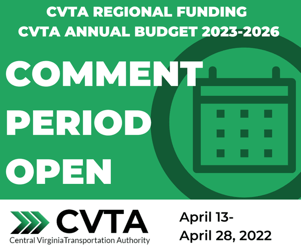 CVTA - Regional Funding Comment Period Open April 13 - 28 2022