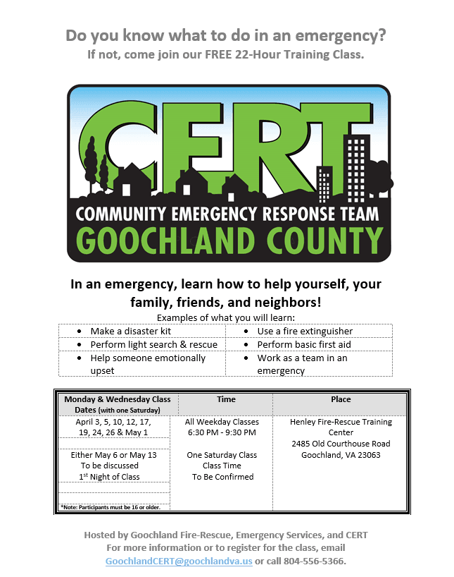 CERT Training Spring 2023 - Flyer
