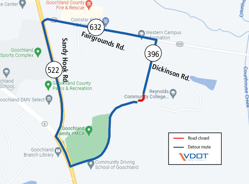 Section of Dickinson Rd. (Route 396) Closed - Culvert Pipe Replacement Project