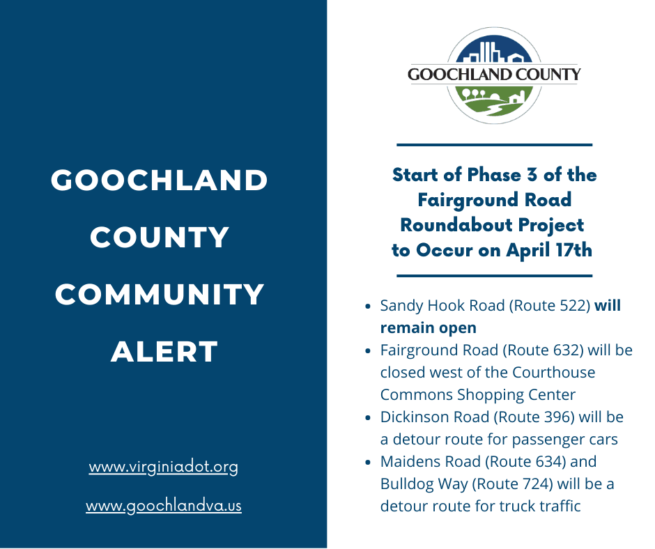 Fairground Road Roundabout Project - Phase 3 Starts April 17th