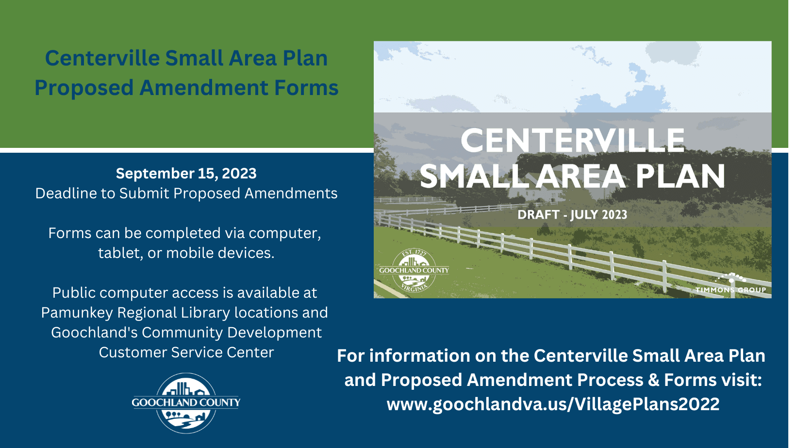 Centerville SAP - Reminder of Proposed Amendments Process - Aug 25, 2023