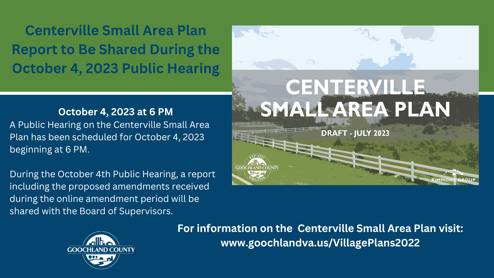 Centerville SAP Report and Public Hearing - October 4 2023