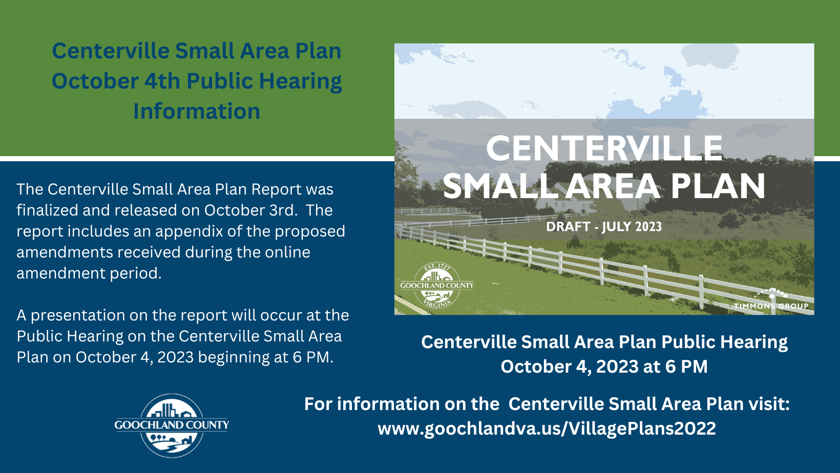 Centerville SAP Public Hearing Information - October 4 2023
